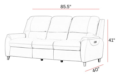 Austin - Power Reclining Sofa P2 - Caramel Cream