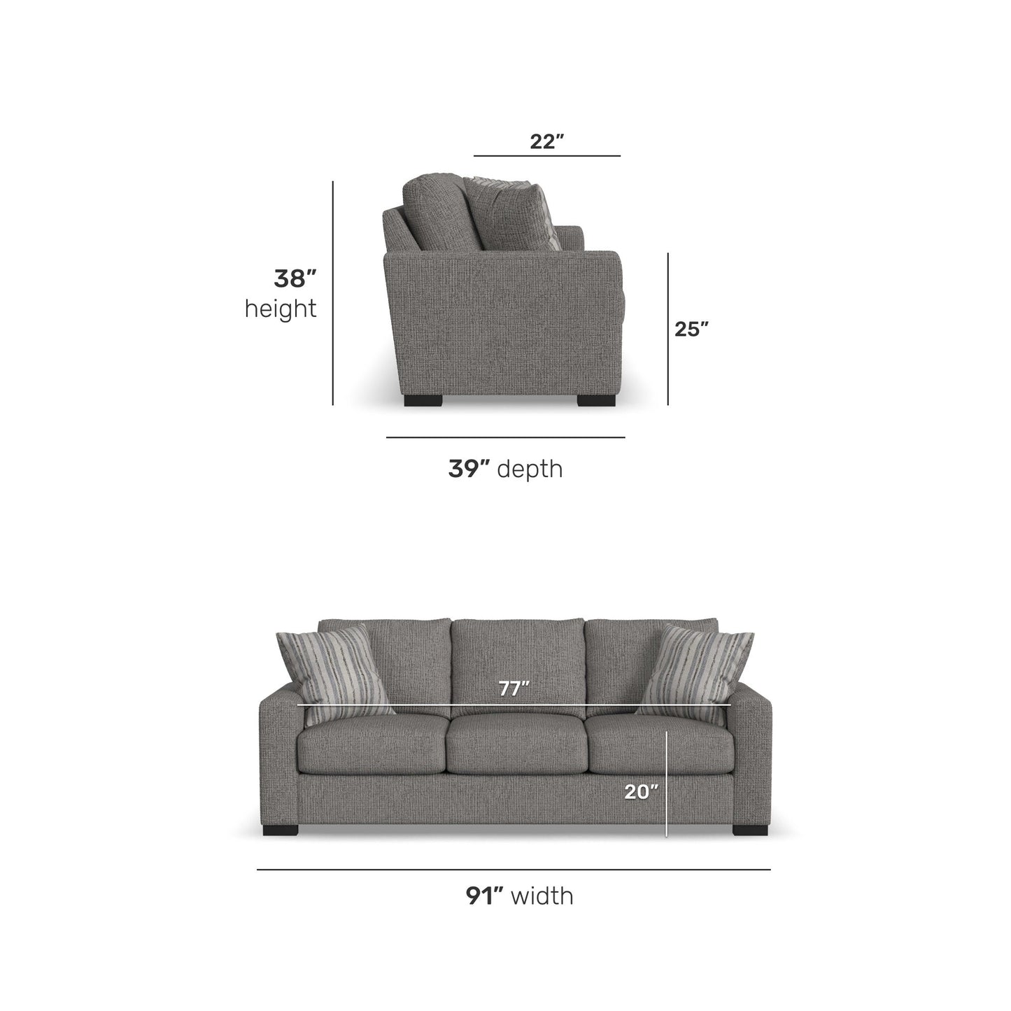 Theodore - Fabric Stationary Three-Cushion Sofa