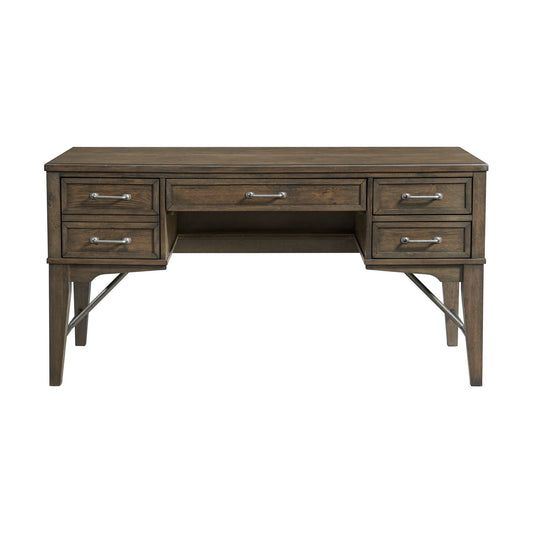 Preston - 58" Half Pedestal Desk - Weathered Vintage Oak