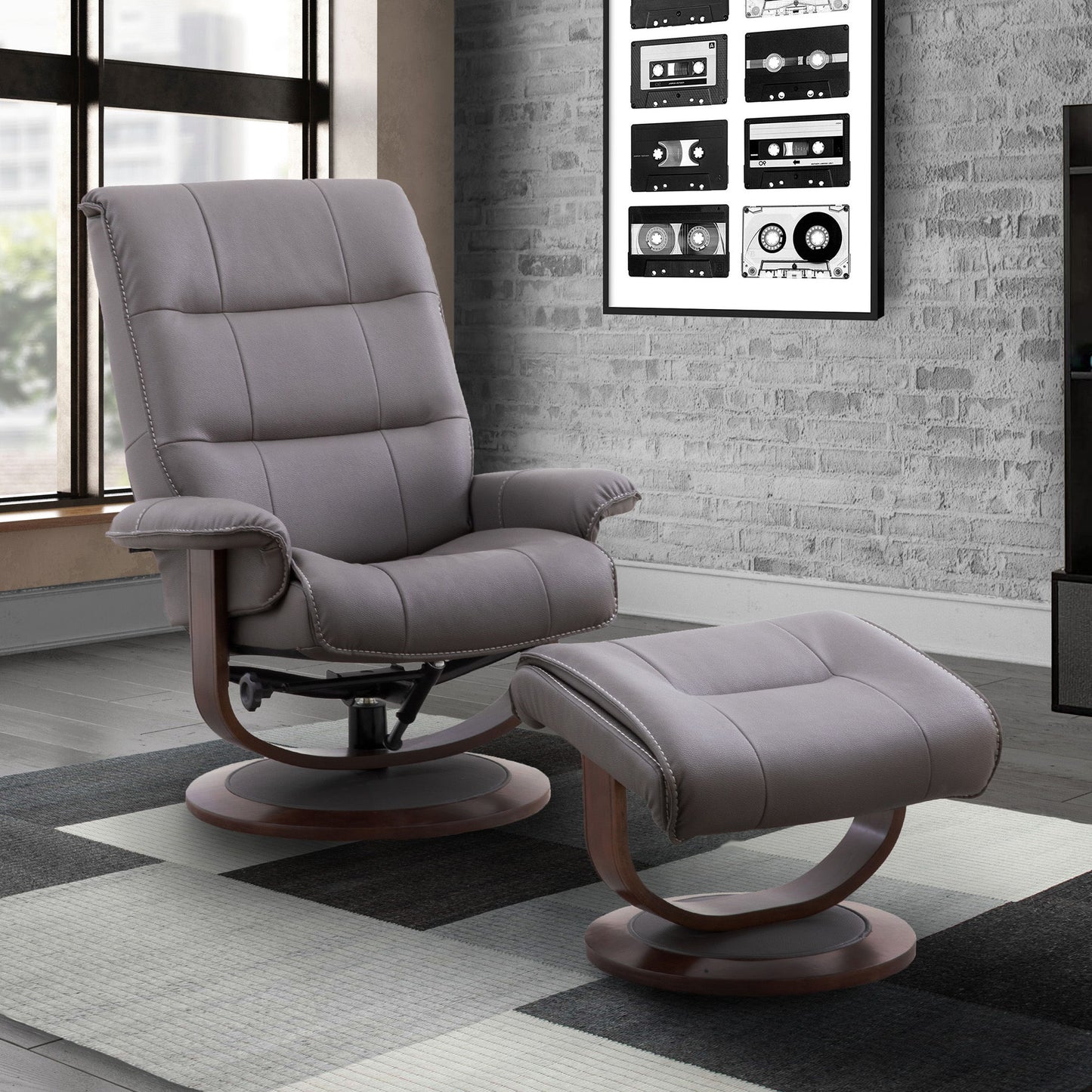 Knight - Manual Reclining Swivel Chair and Ottoman