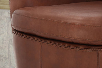 Barolo - 100% Italian Leather Swivel Club Chair (Set of 2)