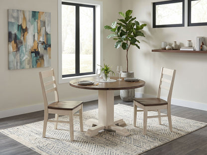 Drop Leaf Round Table - Buckskin / Marble White