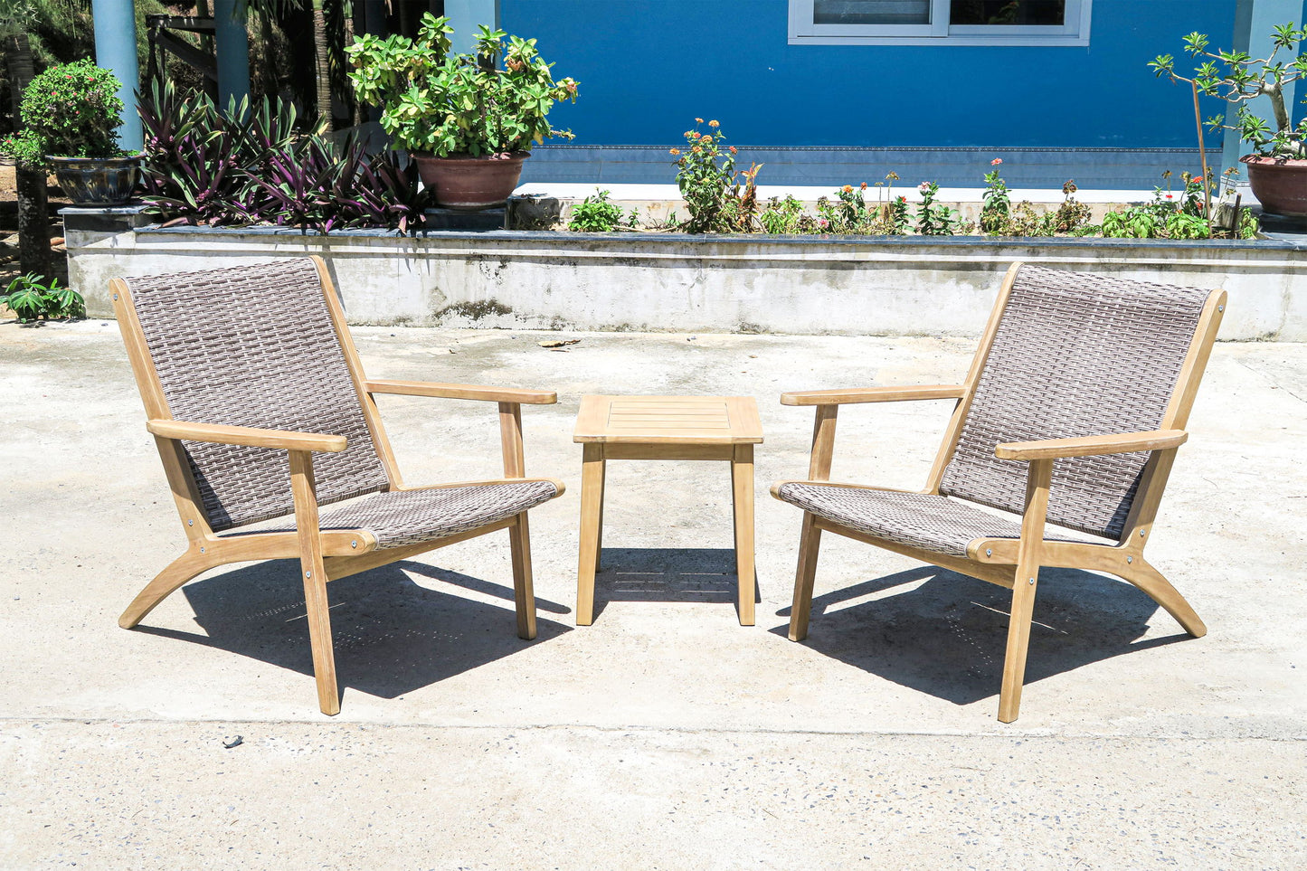 Radius - Patio Wood And Wicker Side Chair (Set of 2) - Gray