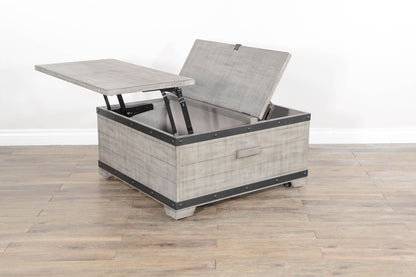 Alpine - Mahogany Wood Coffee Table With Lift Top And Casters - Gray