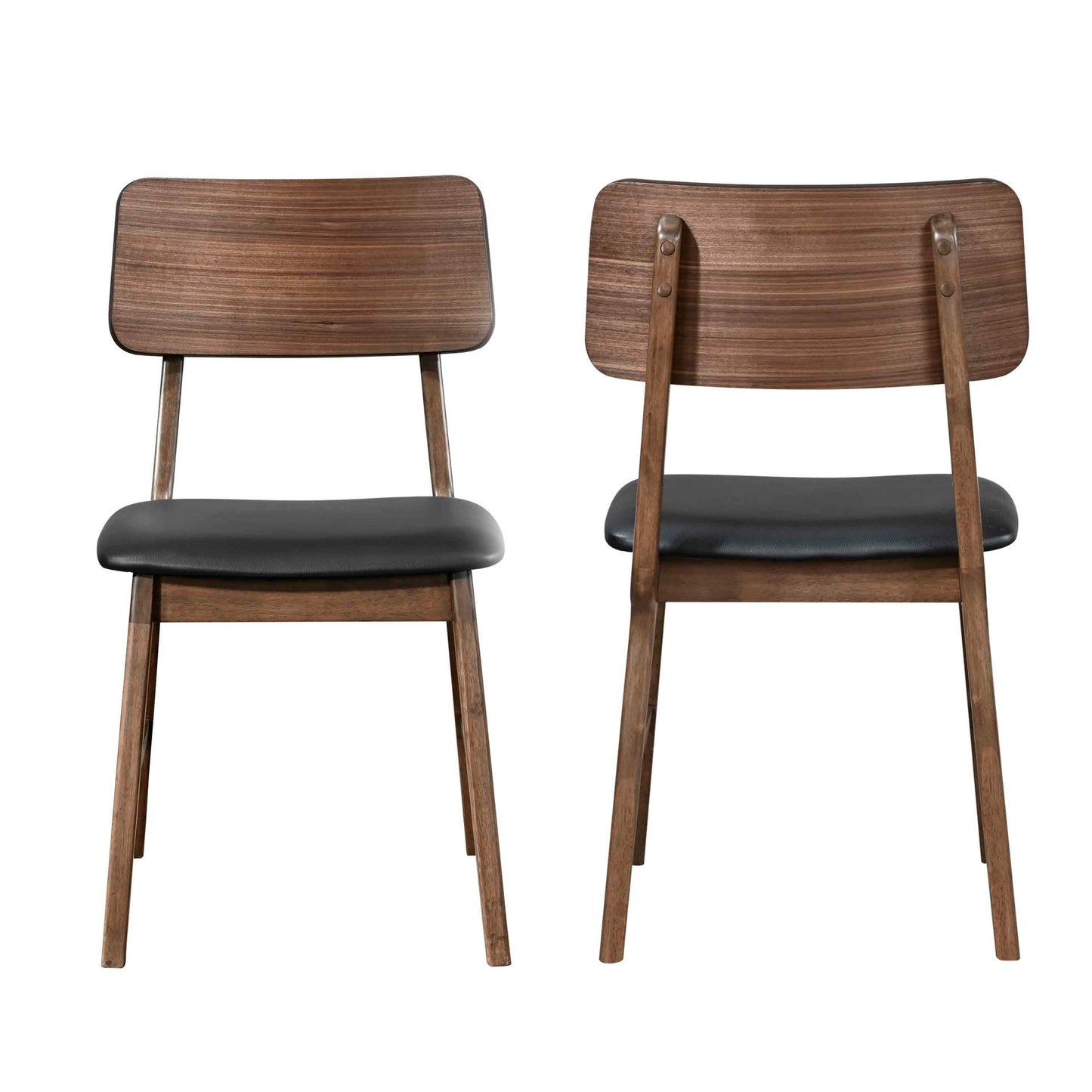 Thea - Wood Back Side Chair With Black Seat (Set of 2) - Walnut