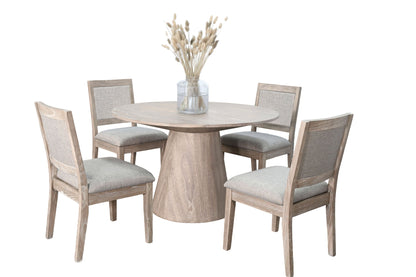 Wheat - Round 5 Piece Dining Set - Wheat / Light Brown