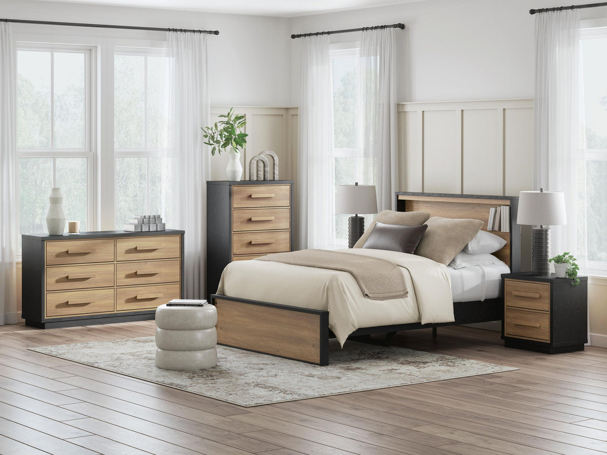 Kozmour - Six Drawer Dresser - Black / Brown