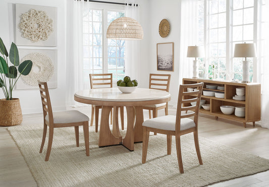 Escape - Dining Ladder Back Dining Chair (Set of 2) - Glazed Natural Oak / Mirage Mist