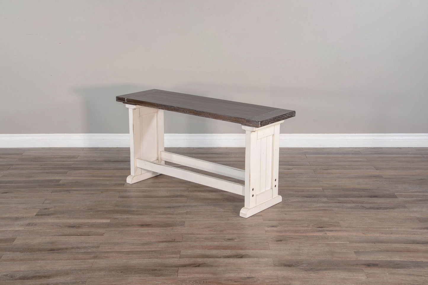Carriage House - Counter Side Bench - Cottage White / Europen Dark