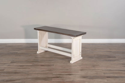 Carriage House - Counter Side Bench - Cottage White / Europen Dark