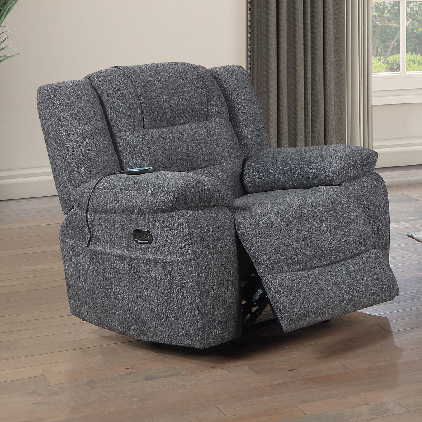 Redondo - Glider Recliner With Heat, Massage, Power - Dark Gray