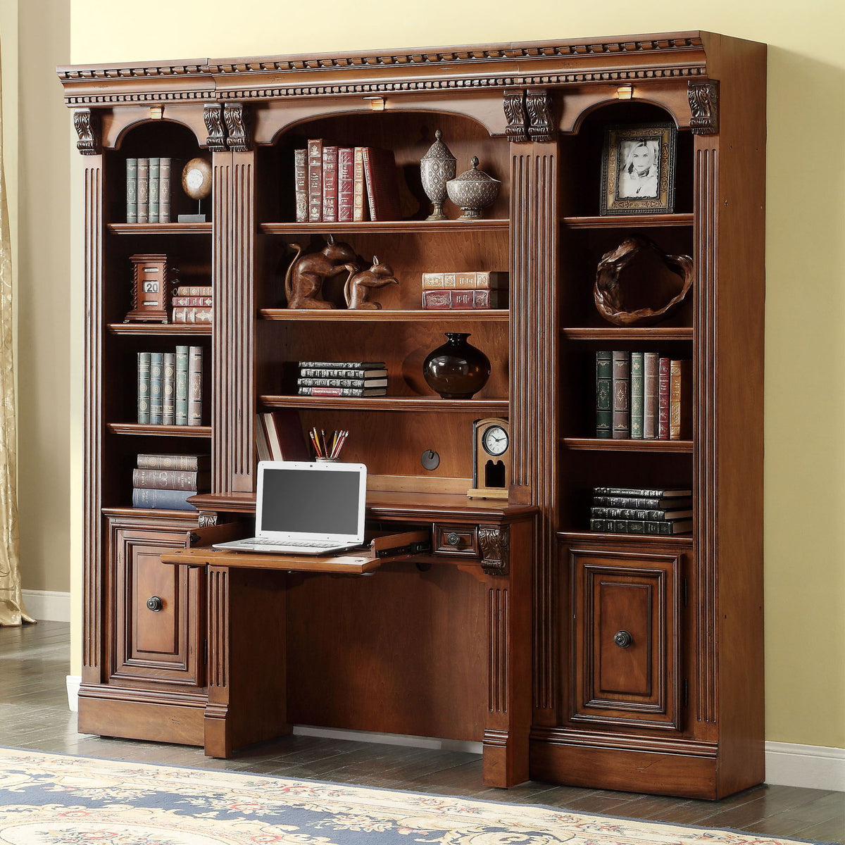 Huntington - Library Desk - Antique Vintage Pecan