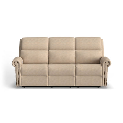 Bernard - Power Reclining Sofa With Console, Power Headrests & Lumbar, Nailhead Trim