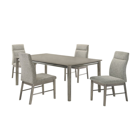 Lennox - 5 Piece Dining Room Set (Dining Table With 4 Chairs) - Gray / Silver