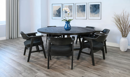 Mia - Large Round 7 Piece Dining Set - Umbra / Black