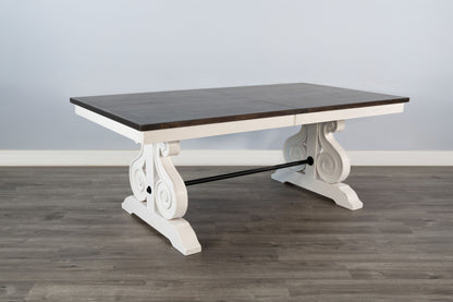 Carriage House - Trestle Table - Cottage White / Europen Dark