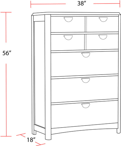 Escape - Bedroom 5 Drawer Chest With Cedar Bottom - Glazed Natural Oak