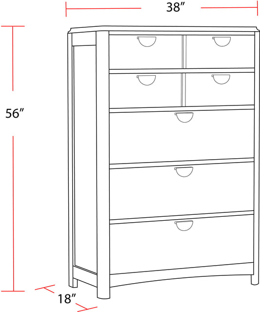 Escape - Bedroom 5 Drawer Chest With Cedar Bottom - Glazed Natural Oak