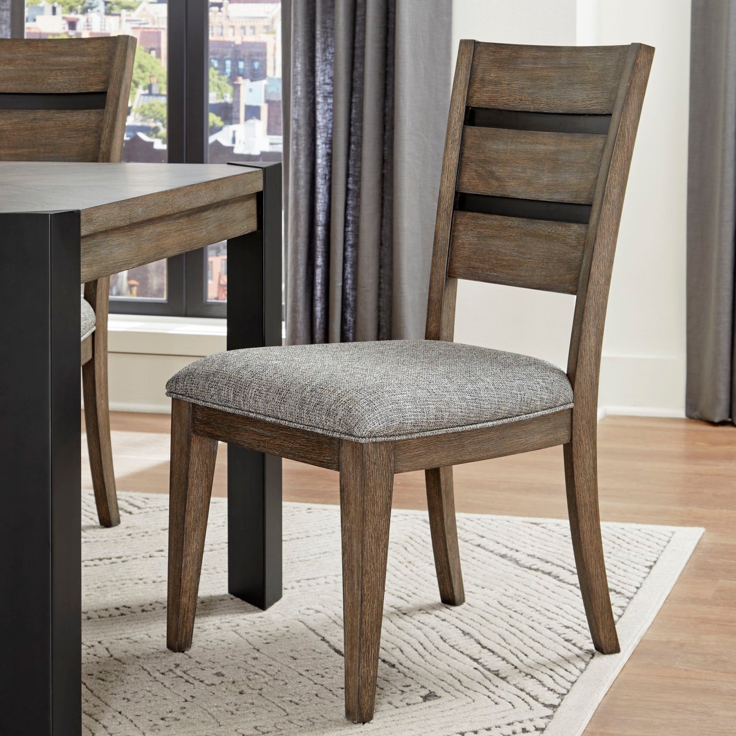Cedar Fork - Dining Table With 6 Ladderback Chairs - Smoked Arabica
