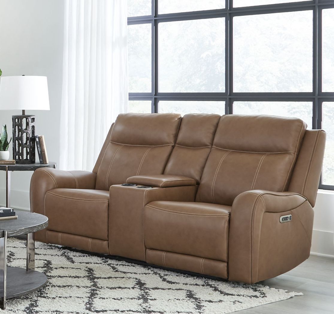 Haywood - Power Reclining Console Loveseat - Butternut