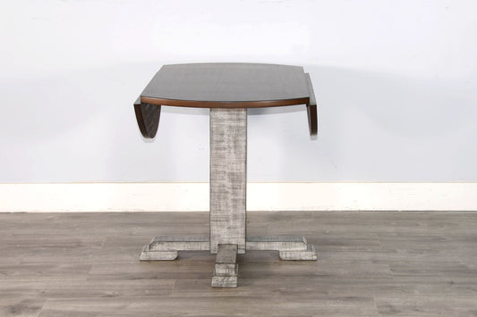 Drop Leaf Round 3 Piece Cusioned Dining Set - Tobacco Leaf / Alpine Gray