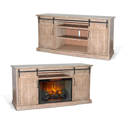 78" Barn Door Media Console With Electric Fireplace