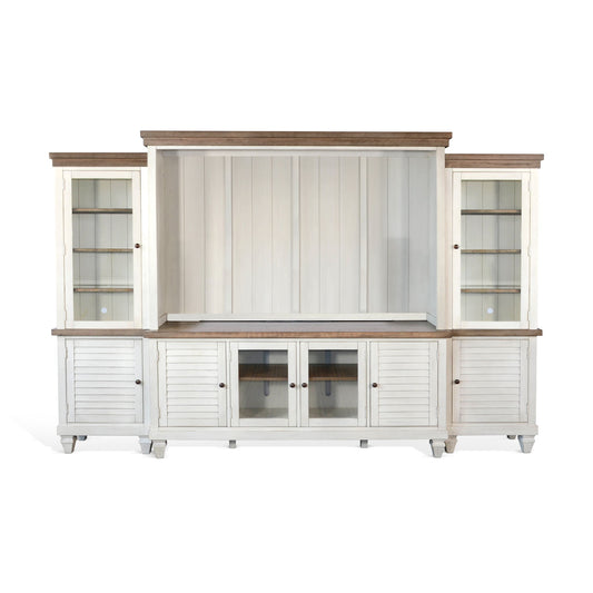 Pasadena - Media Hutch - Marble White and Buckskin