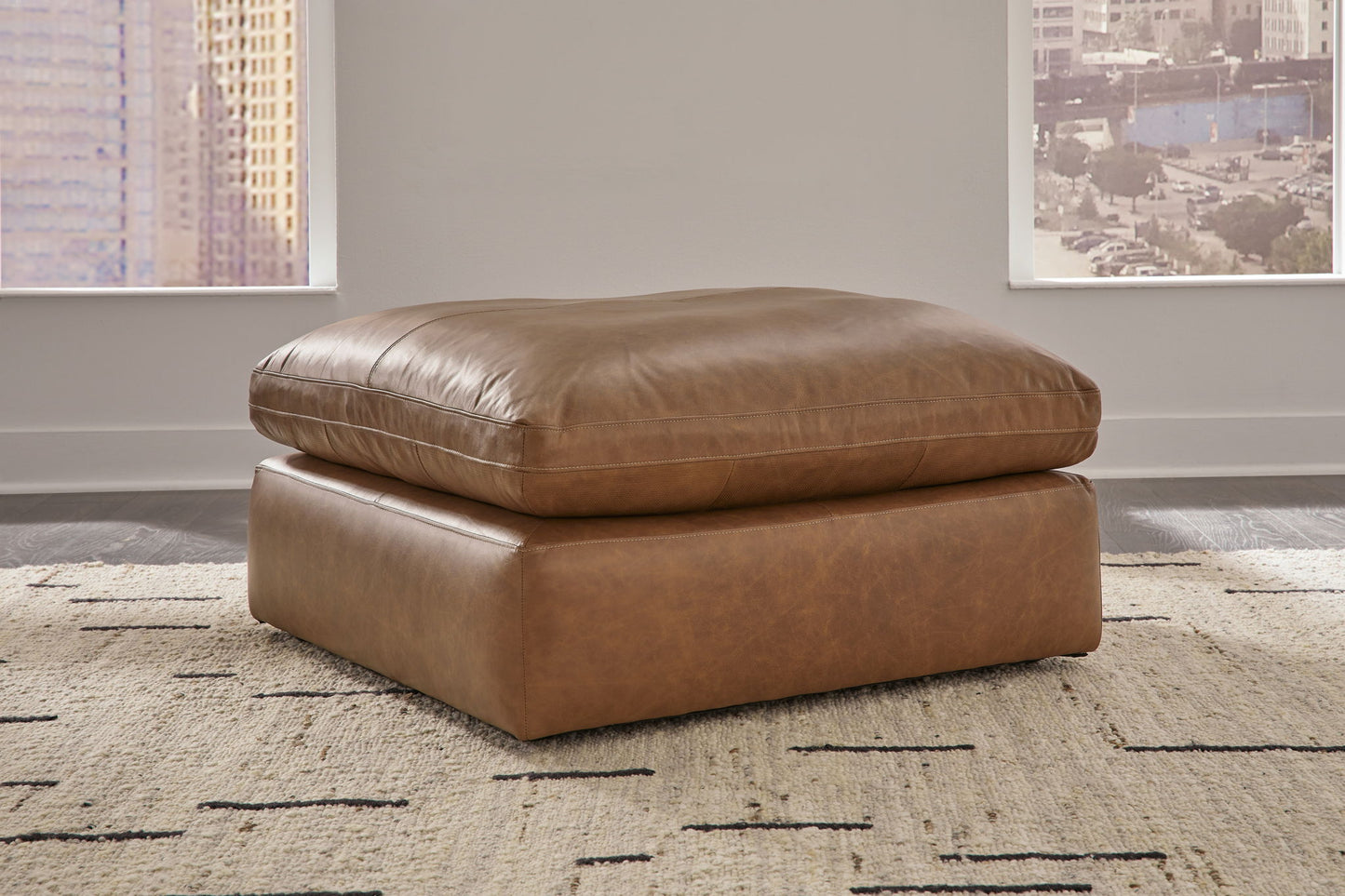 Emilia - 3 Pc. - 2-Piece Sectional Loveseat, Ottoman - Caramel