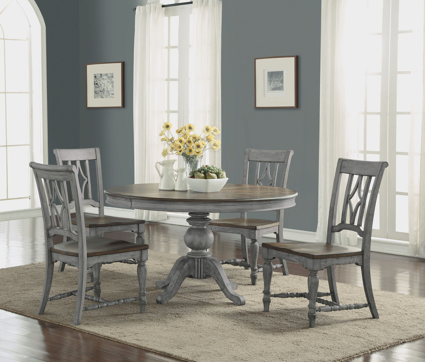 Plymouth - Round Pedestal Dining Table - Gray