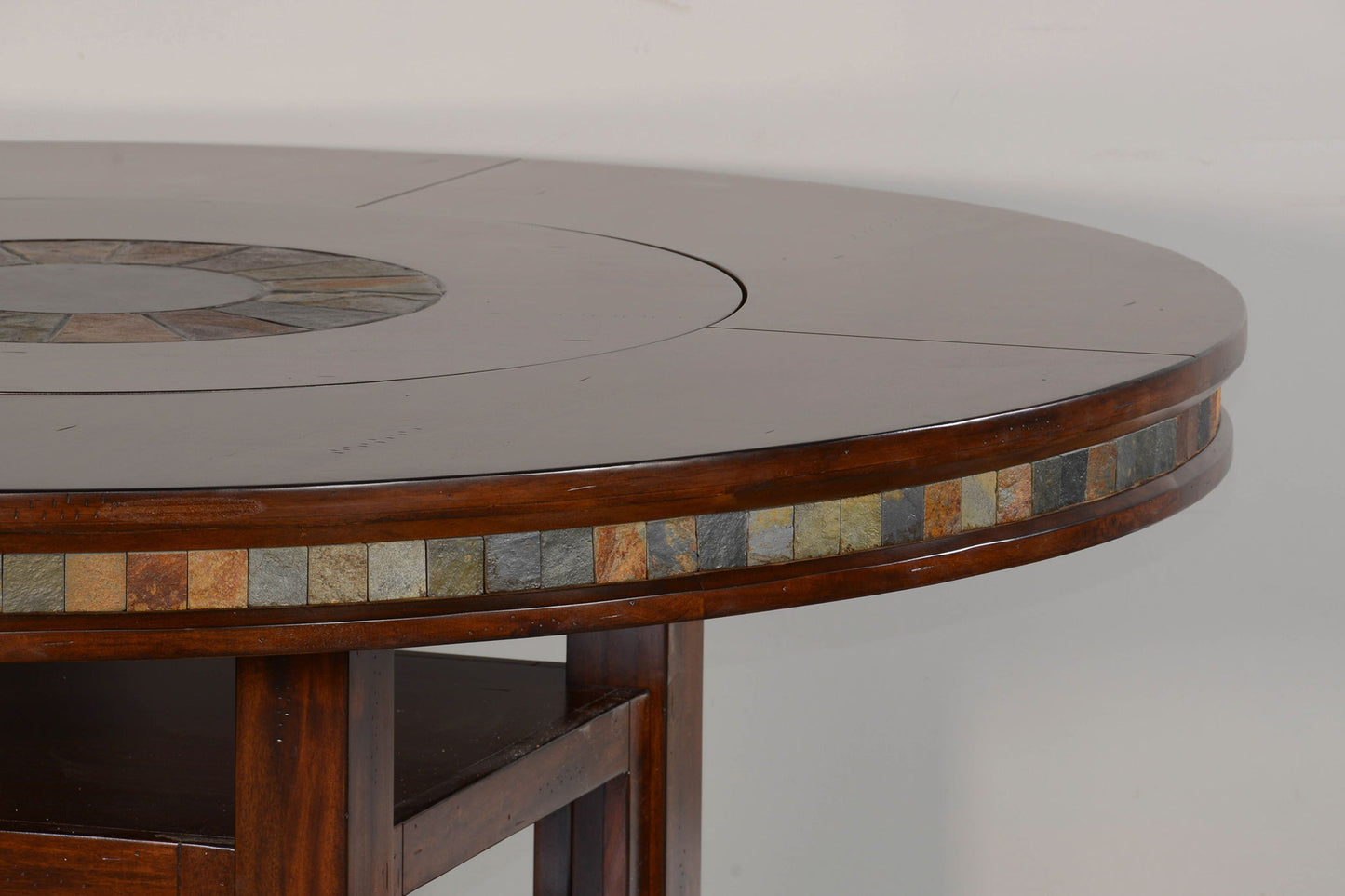 Santa Fe - 60" Round Table With Lazy Susan - Dark Chocolate