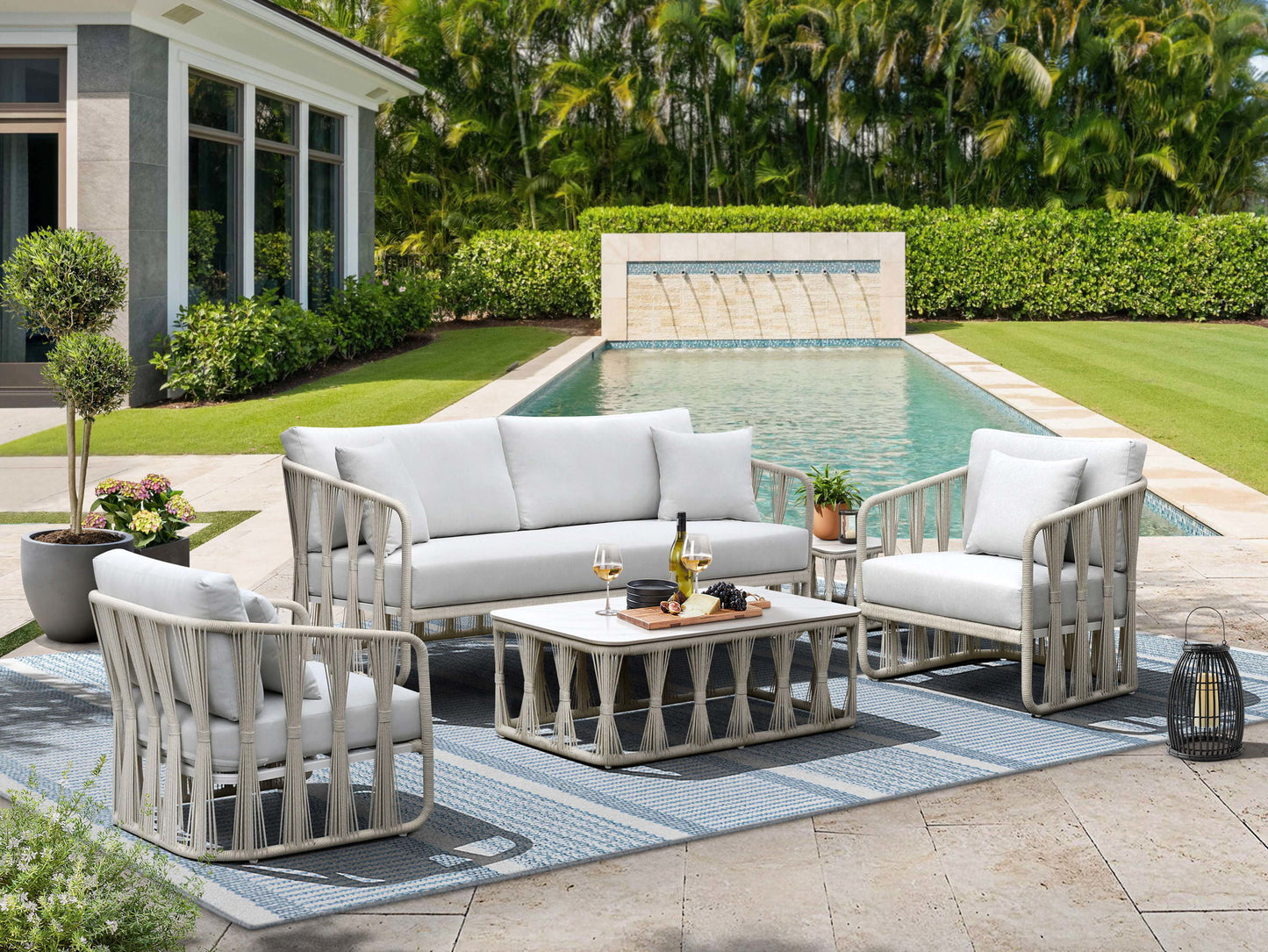 Alexa - Outdoor Seating Sofa With Pillows - White
