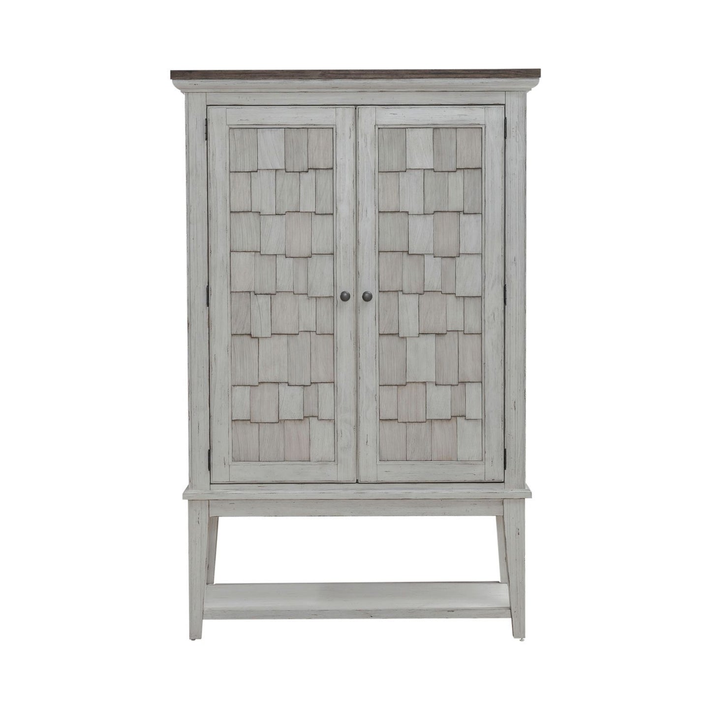 River Place - Bar Cabinet - Riverstone White & Tobacco