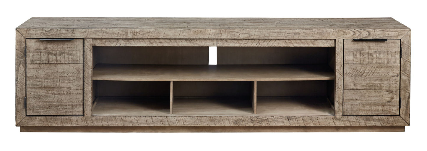 Krystanza - XL TV Stand w/Fireplace Option - Weathered Gray