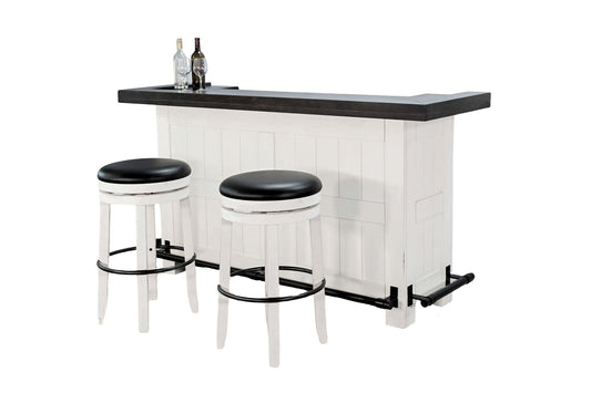 78" Wood Home 3 Piece Bar Set - Cottage White / Europen Dark