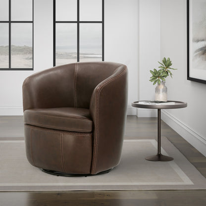 Barolo - 100% Italian Leather Swivel Club Chair (Set of 2)