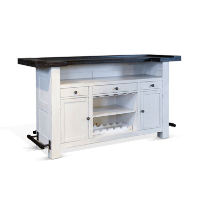 Carriage House - Farmhouse Wood Home Bar - Cottage White / Europen Dark