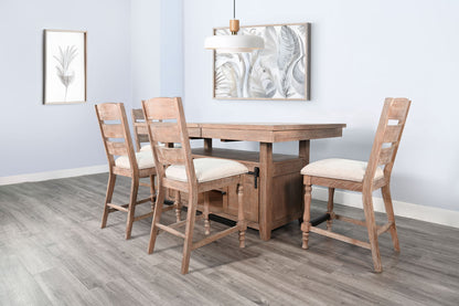Rustic Counter-Height Extension Dining Table With Barn Door Storage - Amber