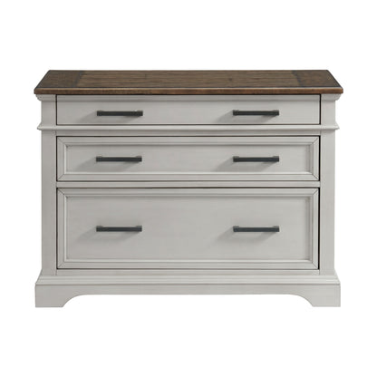 Drake - Lateral File Cabinet - Rustic White / French Oak