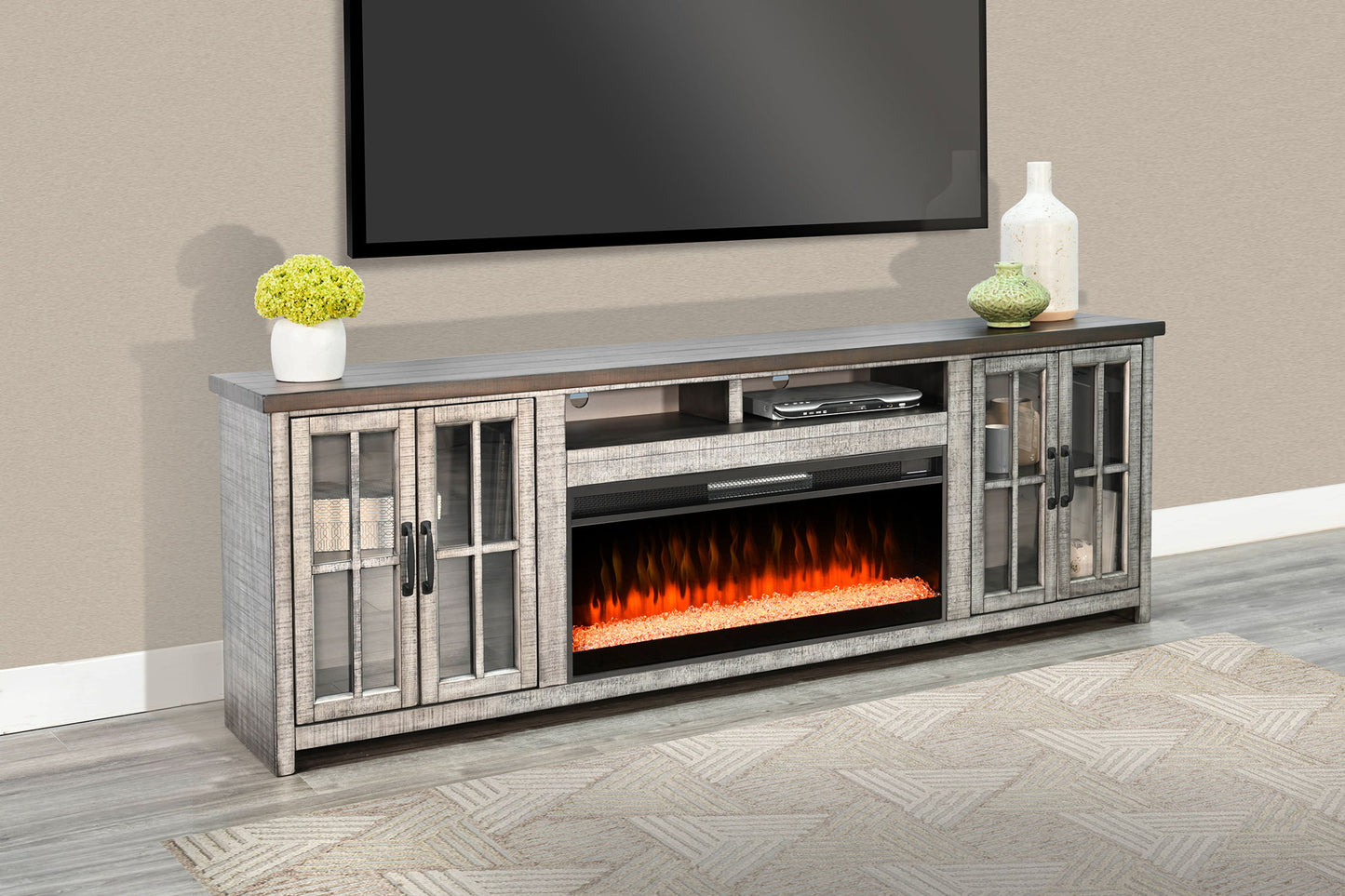 Media Console With Electric Fireplace