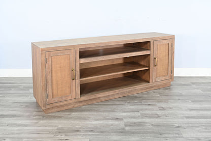 78" Cane Media Console With Faux Crystals Electric Fireplace Insert