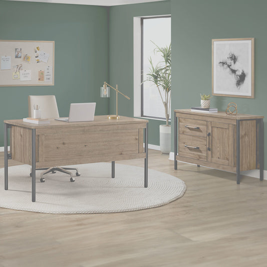 Norcross - 60" Half Ped Desk - Hickory