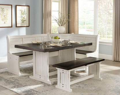 Carriage House - Wood Breakfast Nook Dining Set - Cottage White / Europen Dark