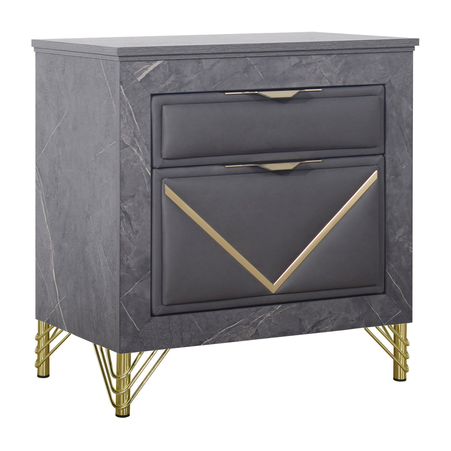 Symmetry - 2 Drawer Nightstand - Charcoal