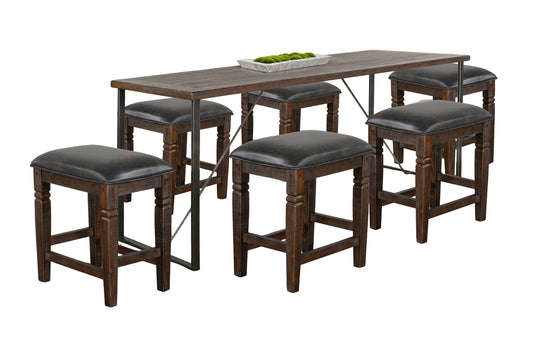 Newport - Counter Upholstered Height Friendship Set - Tobacco Leaf