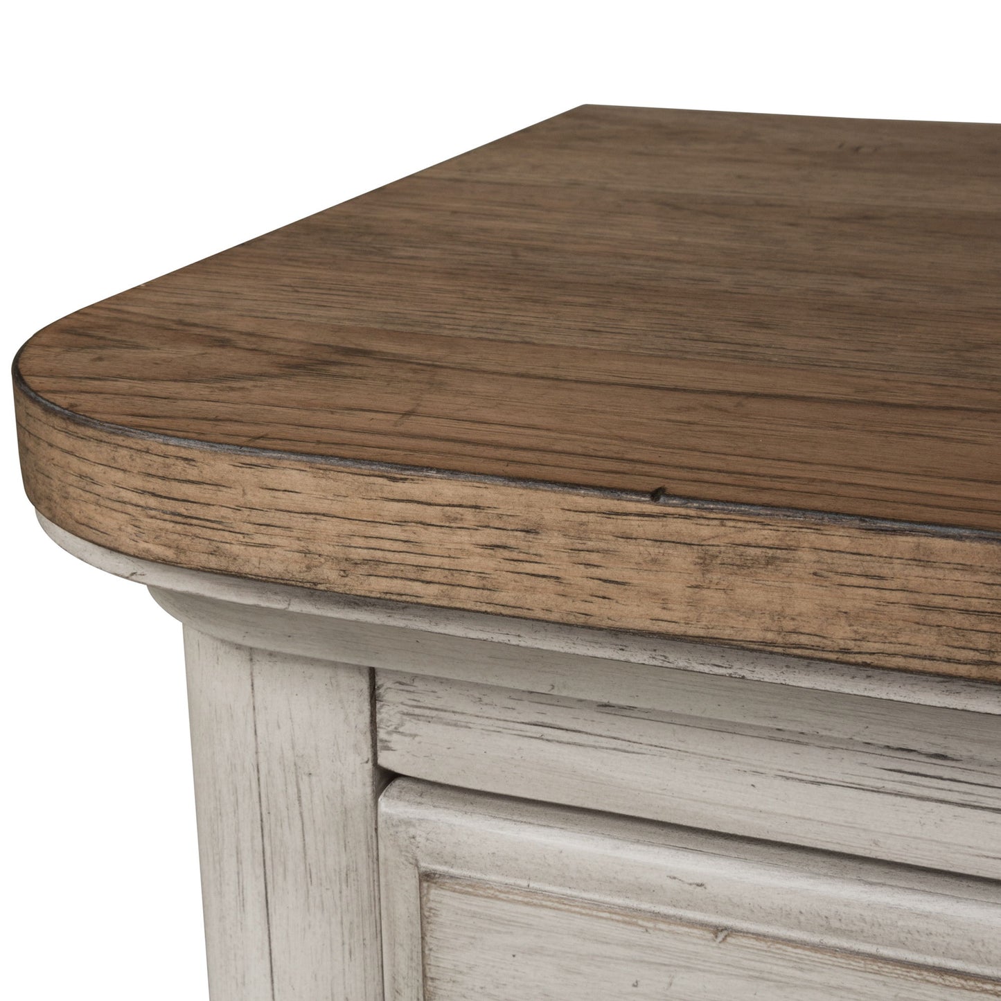 Farmhouse Reimagined - Dresser & Mirror - Antique White / Chestnut Tops