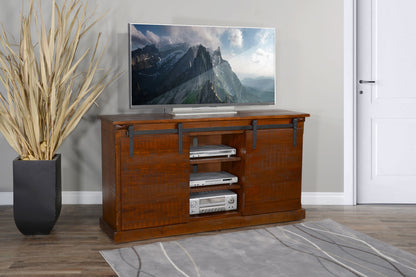 Santa Fe - TV Console With Barn Door - Dark Chocolate
