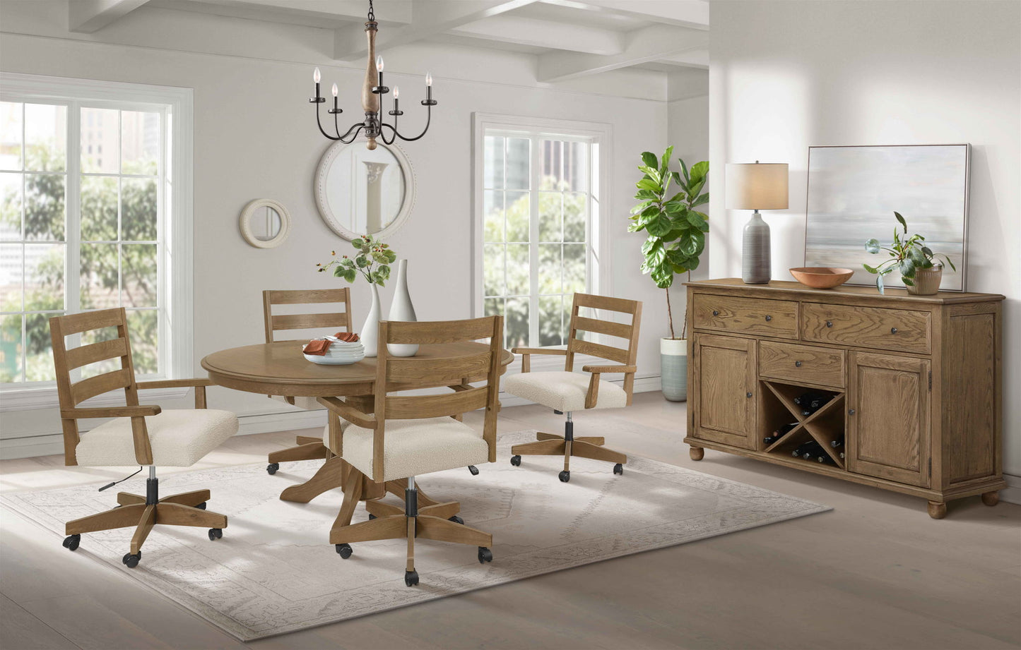 Colonial Oak - Round Pedestal Table - Weathered Chestnut