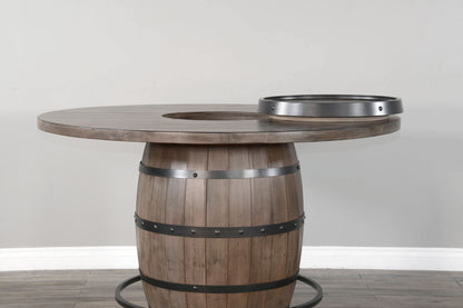 Doe Valley - Round Pub Table With Wine Barrel Base - Buckskin
