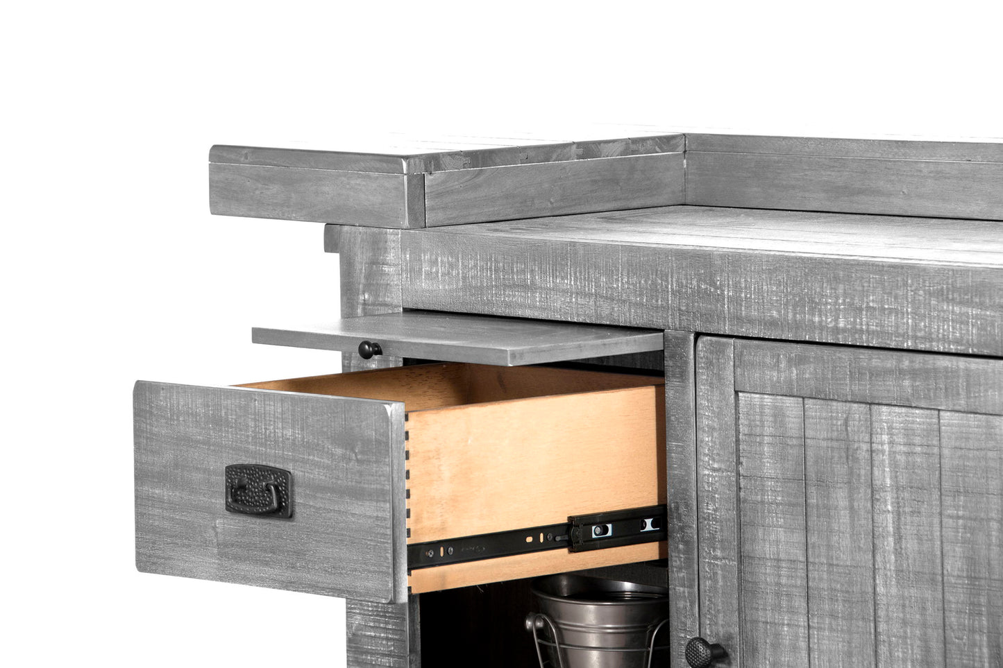 Traditional Wood Home Bar With Backless Stool