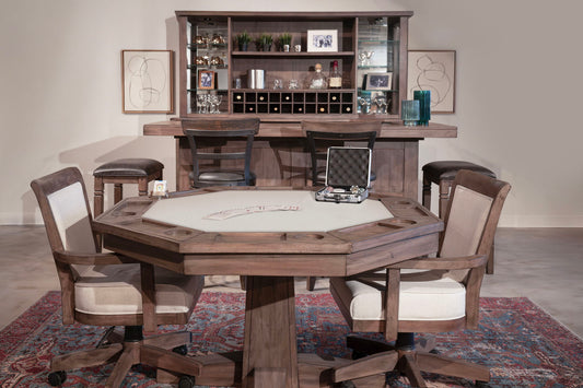 Game Chair With Casters, Cushion Seat & Back - Dark Brown